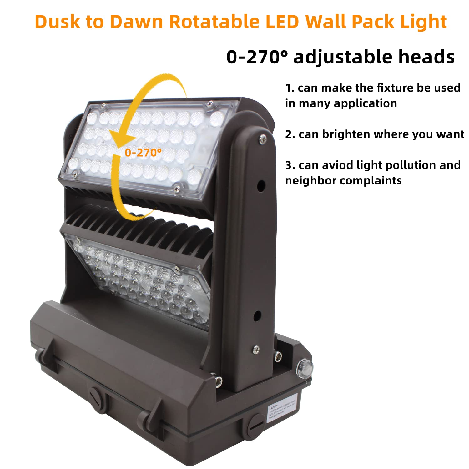 Rotatable LED Wall Pack Light with Dusk to Dawn Photocell, 150W 19500LM 800-1000W HPS/HID Equiv., 5000K Daylight ETL Commercial Outdoor Security Lighting for warehouse, Entrance, Parking, Garage