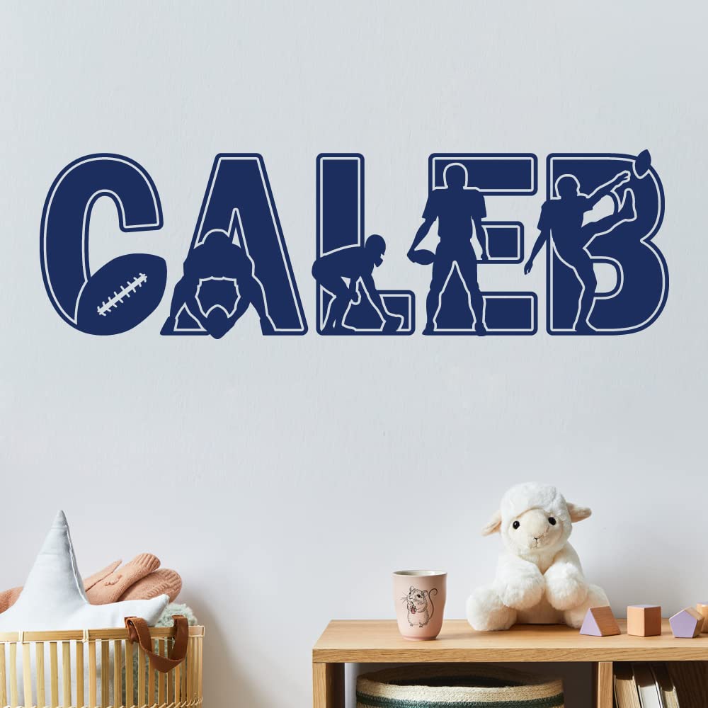 Football Custom Name Vinyl Wall Decal Sticker Art for Boys, Bedroom and Ball Player Theme Room Decor for Kids