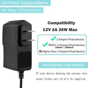 12V AC DC Adapter for Seagate Freeagent Goflex, WD Western Digital My Book External Hard Drive Power Supply Cord, Replacement AC Adapter WA-24E12 ADS-24S-12 STEB8000100 STEL8000100 WDPS037RNN