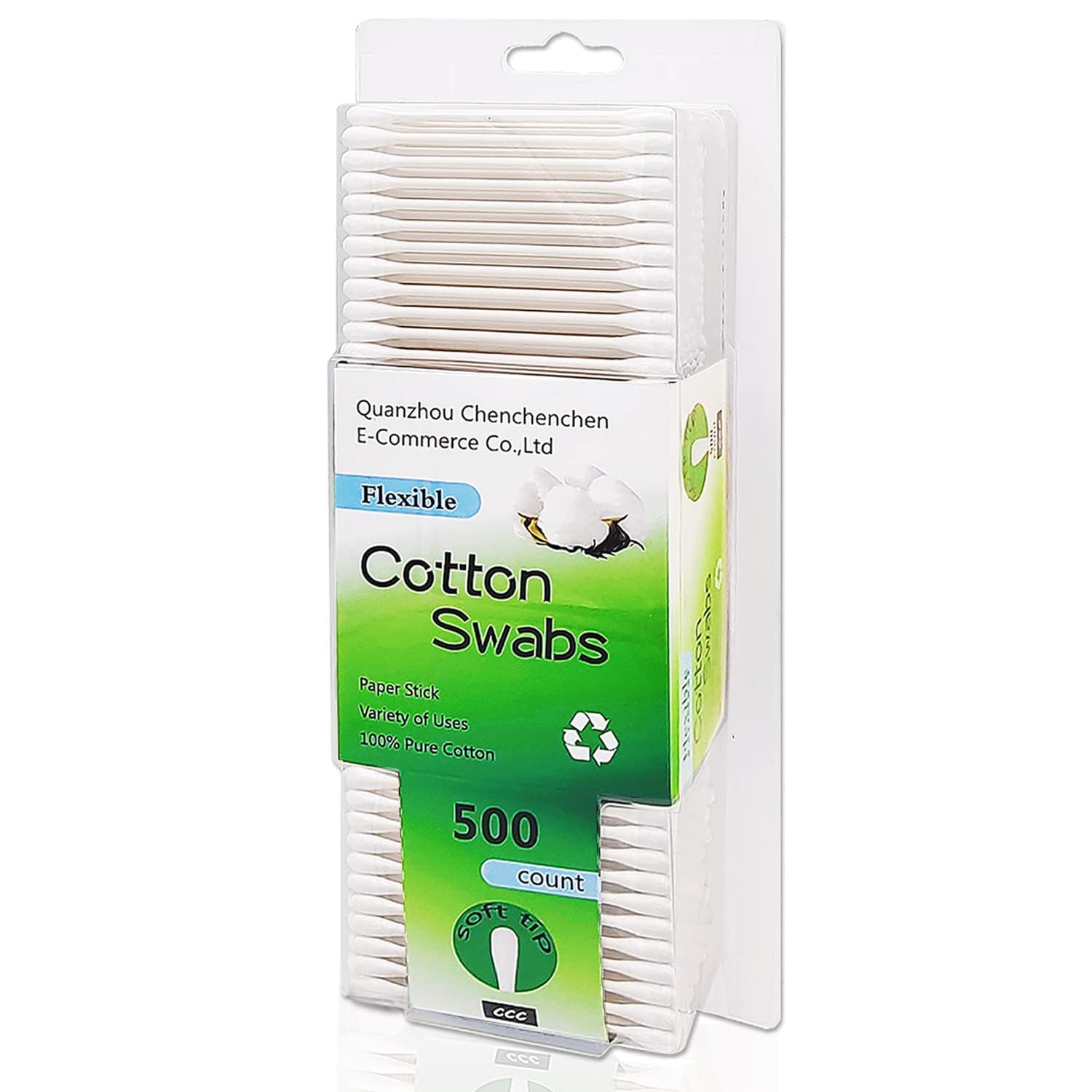 Natural Paper Cotton Swabs 500ct, Double Tips Cotton Buds for Personal Care