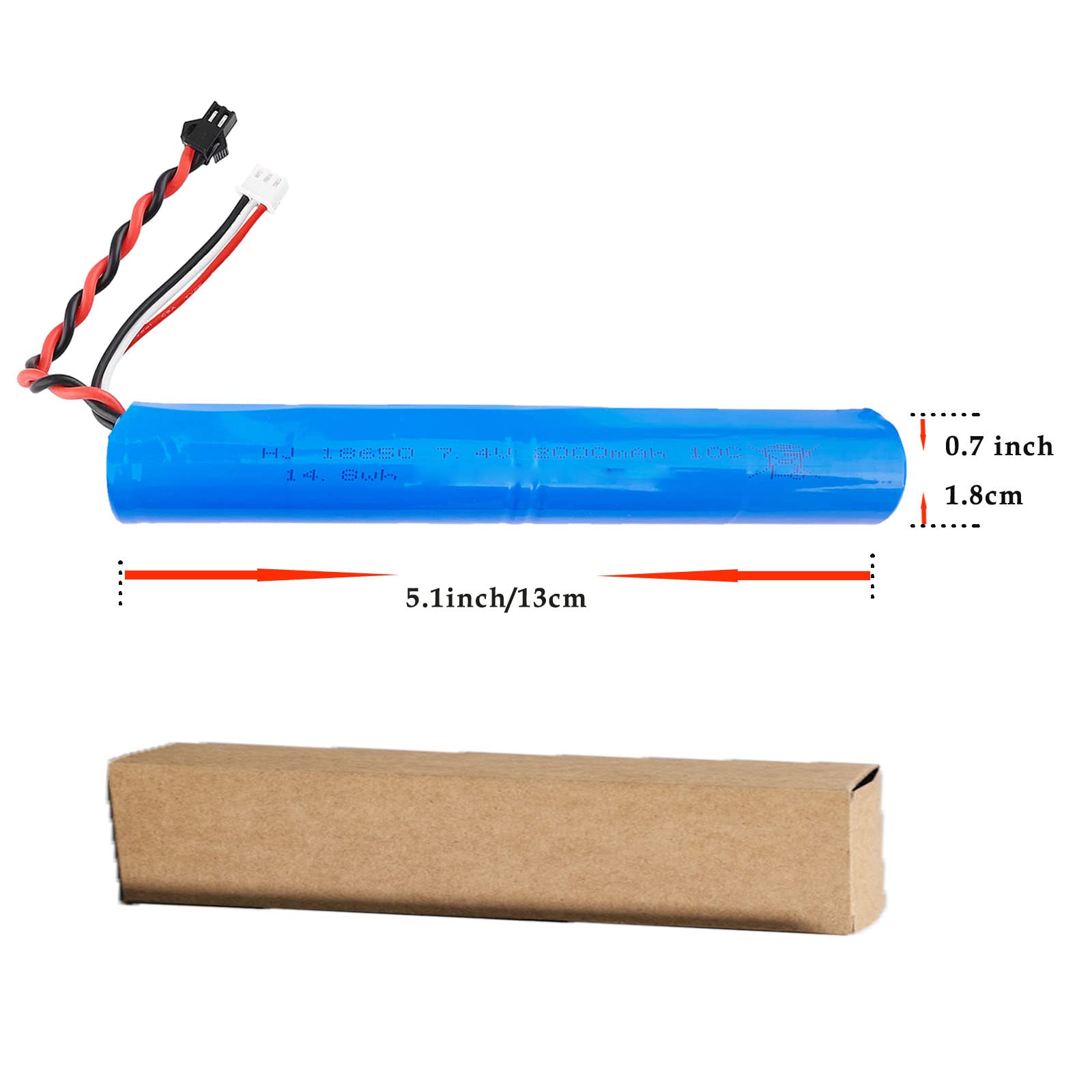 BTEDZSW 2 Pack 7.4V 2000mAh Battery Splatter Ball Gun Battery Pack Accessories for SRB1200 400 400-SUB Airsoft or Water-Gun Toy with USB Charging Cable Rechargeable Lithium Battery SM2P XH-3 Plug