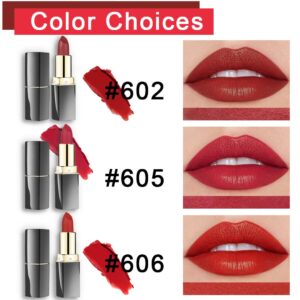 evpct 3Pcs Dark Light Bright Red Silky Velvet Matte Lipstick Pack Sets for Women,Ruby Red Long Lasting Smudge Proof Lip Stain Makeup Sets Kit 24 hours original