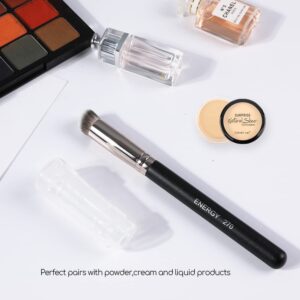 ENERGY Under Eye Concealer Brush Nose Contour Brush Mini Angled Flat Top Kabuki for Dark Circles Puffiness Blending Buffing with Powder Liquid Cream Small Flawless Makeup Foundation Brush