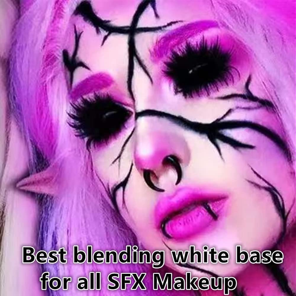 Go Ho Cream-Blendable Clown White Face Paint Stick,Full-coverage Waterproof White Body Paint for Halloween Cosplay Jokester Zombie Vampire Skeleton Clown SFX Makeup,White Eye Black Stick