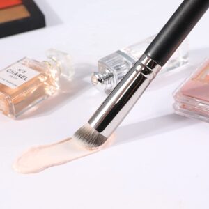 ENERGY Under Eye Concealer Brush Nose Contour Brush Mini Angled Flat Top Kabuki for Dark Circles Puffiness Blending Buffing with Powder Liquid Cream Small Flawless Makeup Foundation Brush