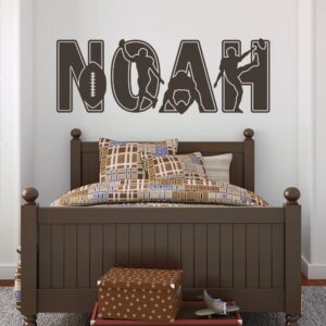 Football Custom Name Vinyl Wall Decal Sticker Art for Boys, Bedroom and Ball Player Theme Room Decor for Kids