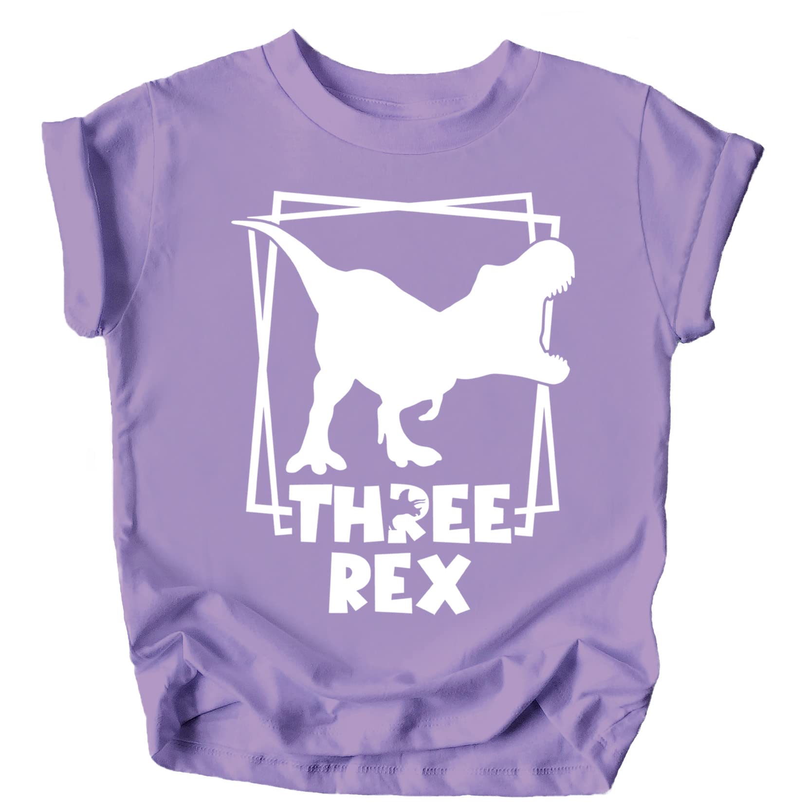 Three Rex Square T-Rex Dinosaur 3rd Birthday Shirts for Baby Toddler & Youth Boys & Girls Purple Shirt 5-6