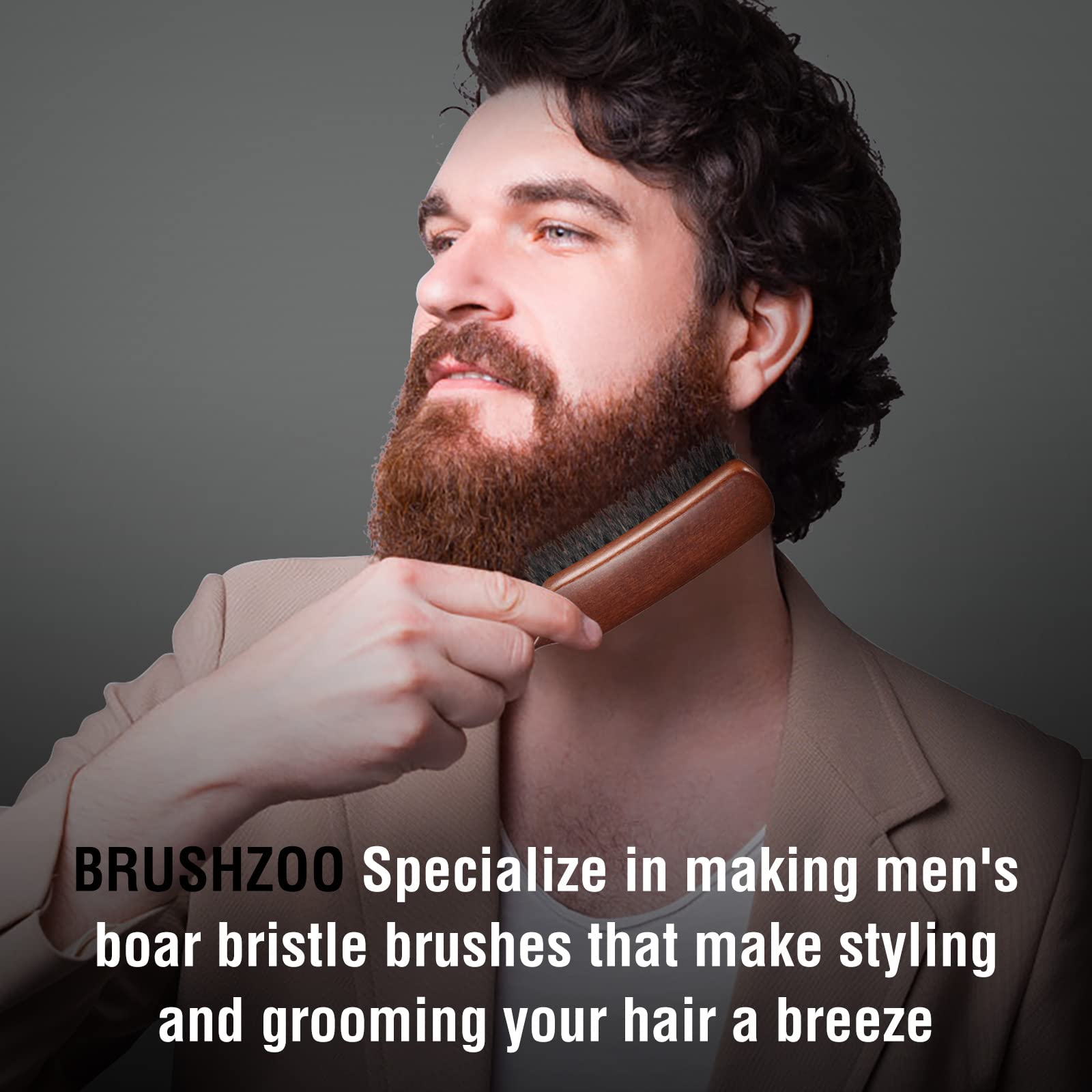 O BRUSHZOO Hair Brush for Men Thin Fine Normal Hair Add Shine Improve Texture Reduce Frizz, Boar Bristle Hair Brush for Beard Straightens Softens