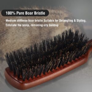 O BRUSHZOO Hair Brush for Men Thin Fine Normal Hair Add Shine Improve Texture Reduce Frizz, Boar Bristle Hair Brush for Beard Straightens Softens