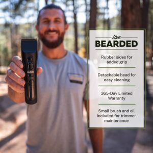 Live Bearded: MT-1 Beard Trimmer - Rechargeable Beard Trimmer for Men - Ceramic Blade - 28 Combination Cutting Lengths - Whisper Quiet, 240-Minute Run-Time