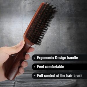 O BRUSHZOO Hair Brush for Men Thin Fine Normal Hair Add Shine Improve Texture Reduce Frizz, Boar Bristle Hair Brush for Beard Straightens Softens