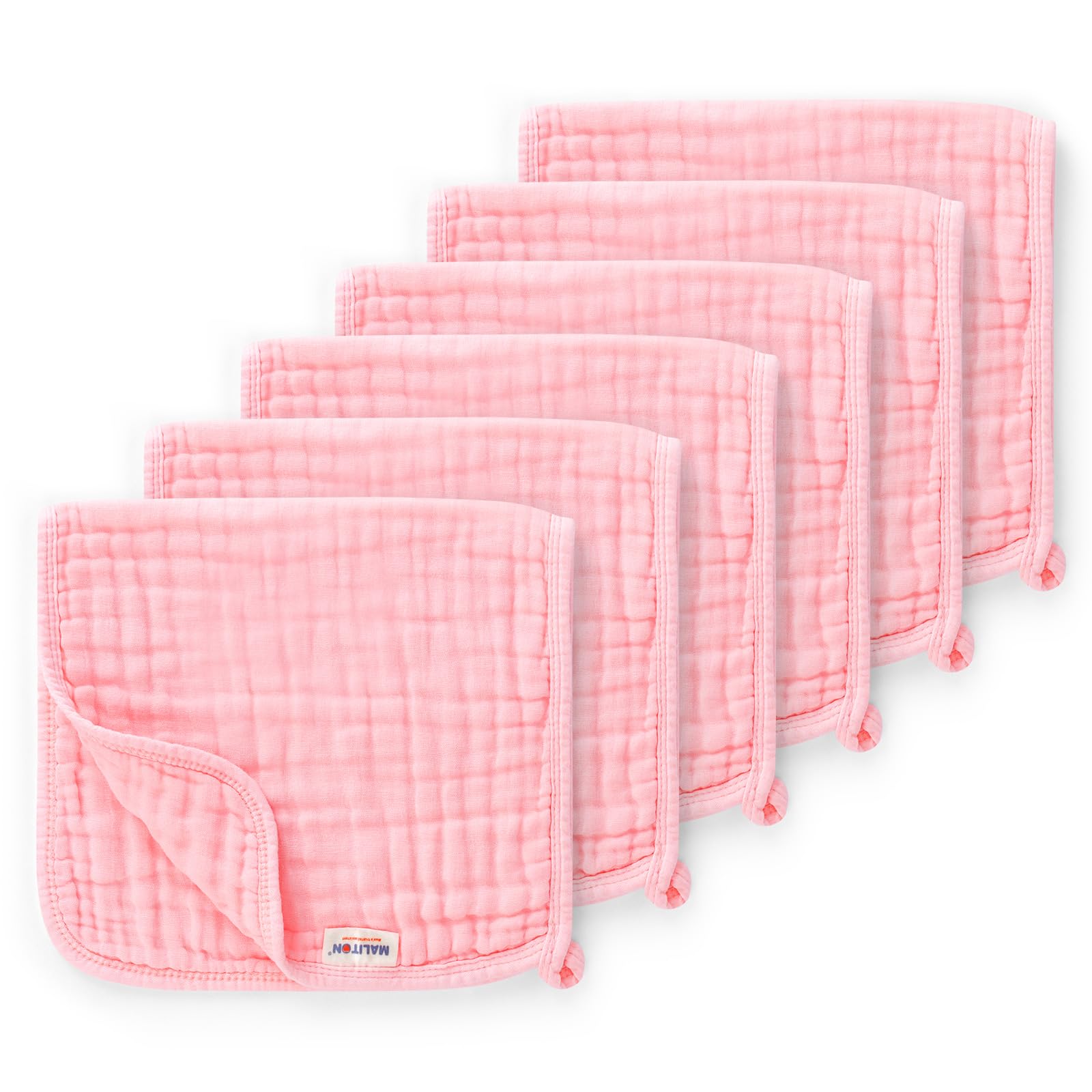 Maliton Muslin Burp Cloths for Baby Girl 6 Pack Large 20''x10'' 100% Cotton Burp Rags Absorbent and Soft 6 Layers Baby Burp Cloths Newborn Girl Essentials(Pink, Pack of 6)