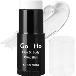 Go Ho Cream-Blendable Clown White Face Paint Stick,Full-coverage Waterproof White Body Paint for Halloween Cosplay Jokester Zombie Vampire Skeleton Clown SFX Makeup,White Eye Black Stick