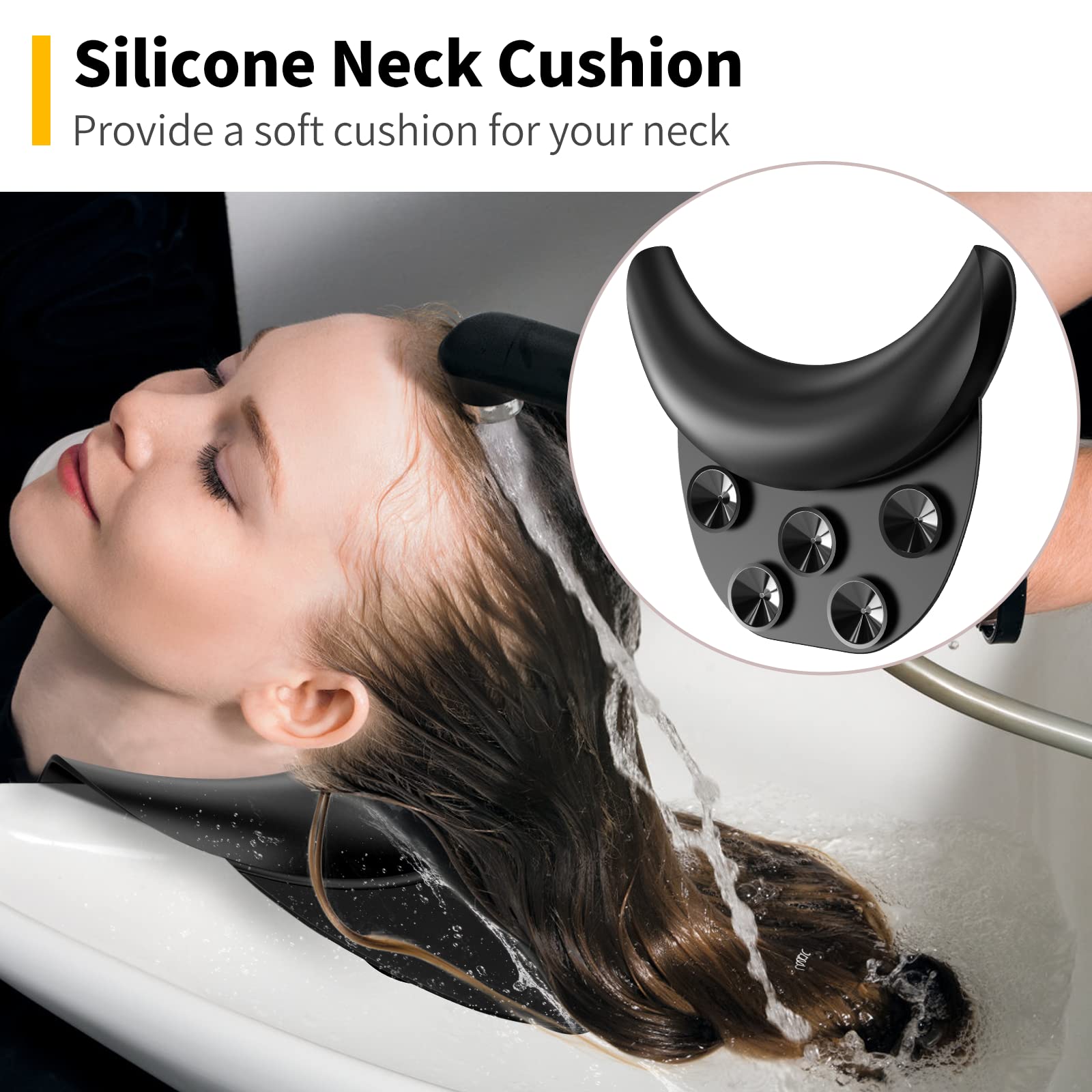 Shampoo Bowl Neck Cushion, AISEELY Neck Rest for Shampoo Bowl, Shampoo Neck Rest for Sink, Portable Shampoo Bowl Neck Rest for Salon Spa, Silicone Neck Rest Cushion with Curved Suction Cup