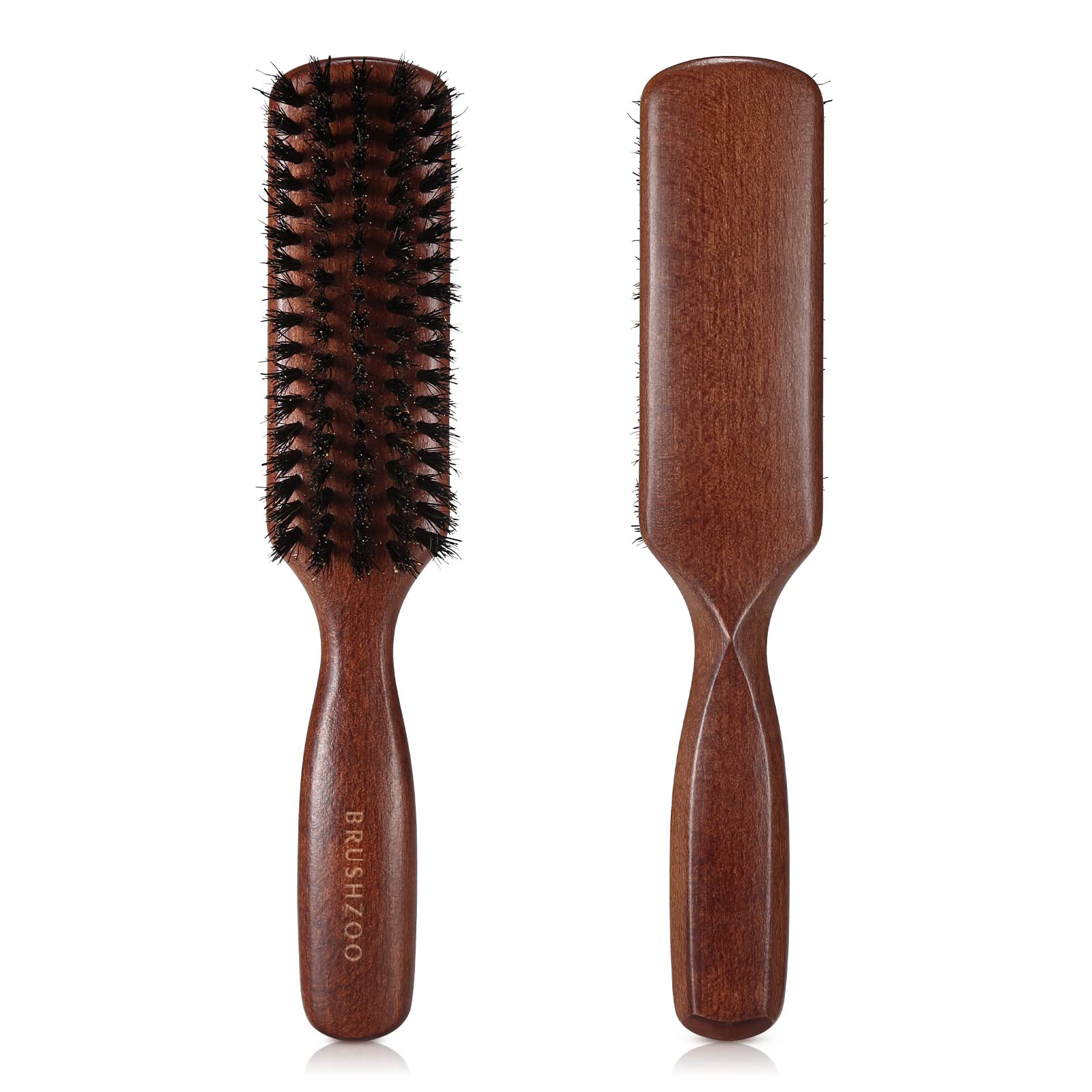 O BRUSHZOO Hair Brush for Men Thin Fine Normal Hair Add Shine Improve Texture Reduce Frizz, Boar Bristle Hair Brush for Beard Straightens Softens