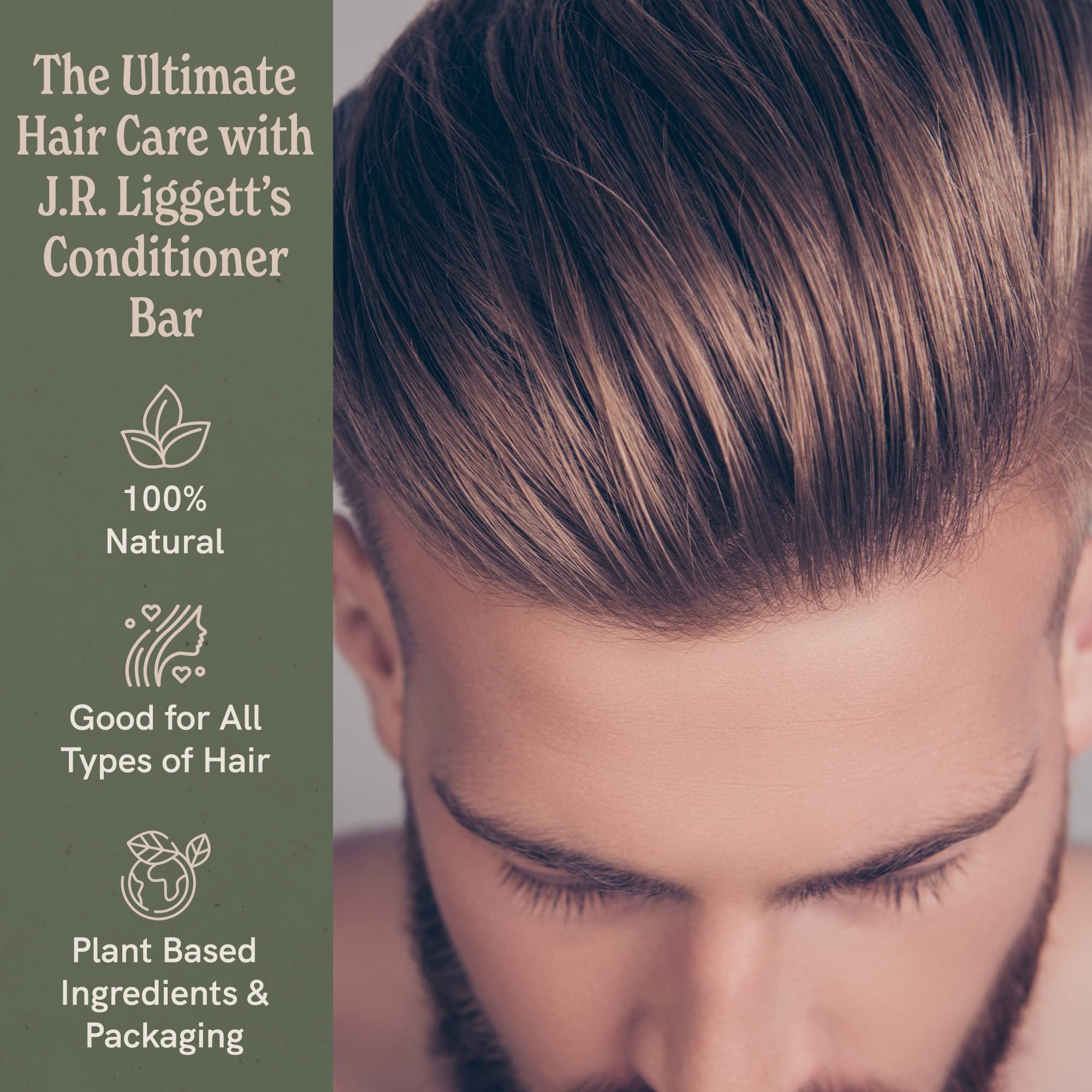 J·R·LIGGETT'S Hair Conditioner Bar | Plant Based Ingredients | Zero Waste Biodegradable, Sulfate & Cruelty Free | Leaves Hair Healthy, Clean, Soft and Conditioned | Eco Friendly Set of Three 1.75oz