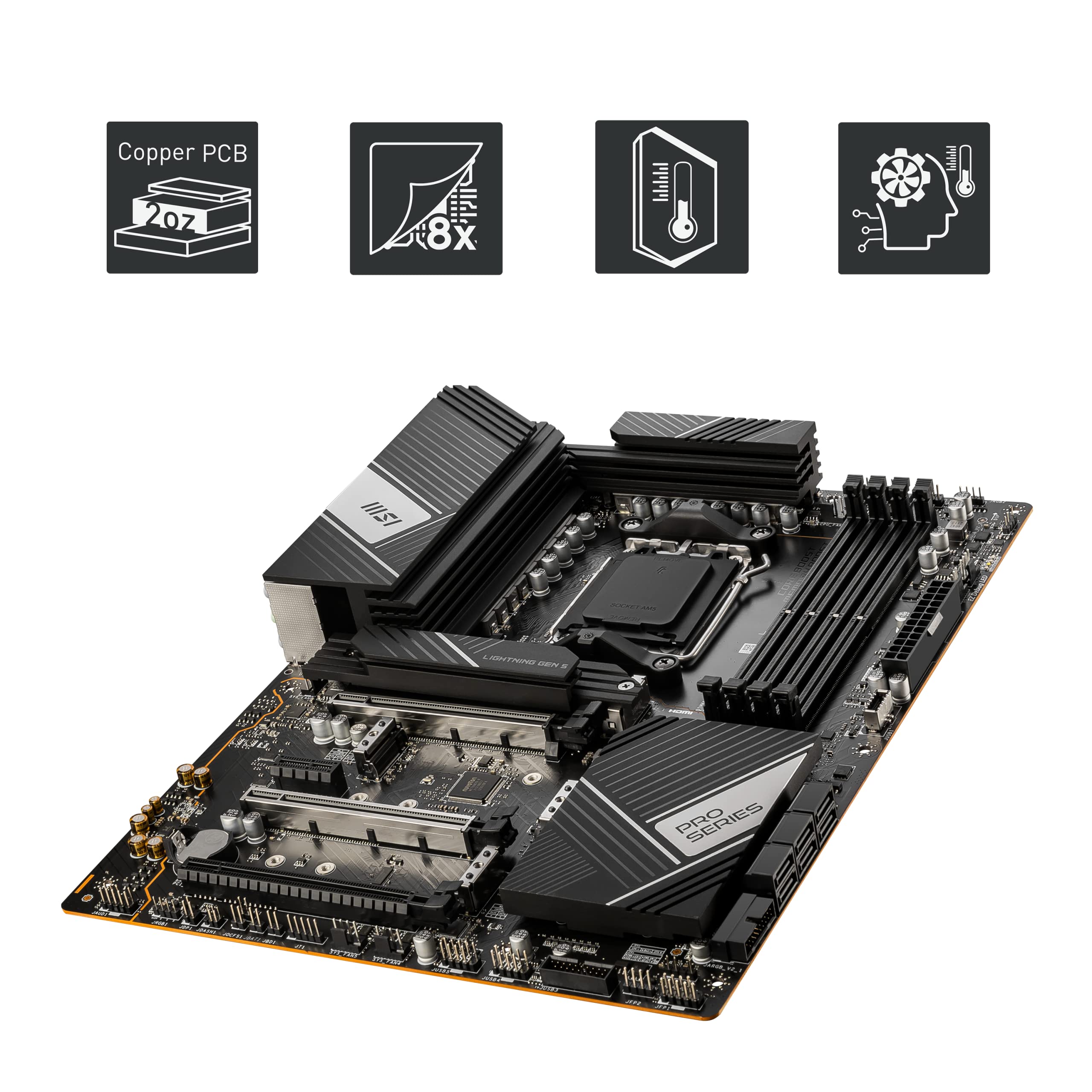 MSI PRO X670-P WiFi ProSeries Motherboard (AMD AM5, DDR5, PCIe 4.0, SATA 6Gb/s, M.2, USB 3.2 Gen 2, Wi-Fi 6E, HDMI/DP, ATX)