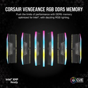 CORSAIR VENGEANCE RGB DDR5 RAM 32GB (2x16GB) 5200MHz CL40 Intel XMP iCUE Compatible Computer Memory - Black (CMH32GX5M2B5200C40)