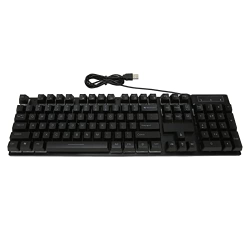 USB Gaming Keyboard, RGB Lighting Effect Thickened Low Base One Piece Design High and Low Key Design Gaming Keyboard for Gaming for Home for Office(H600 Black Characters-Single Keyboard)