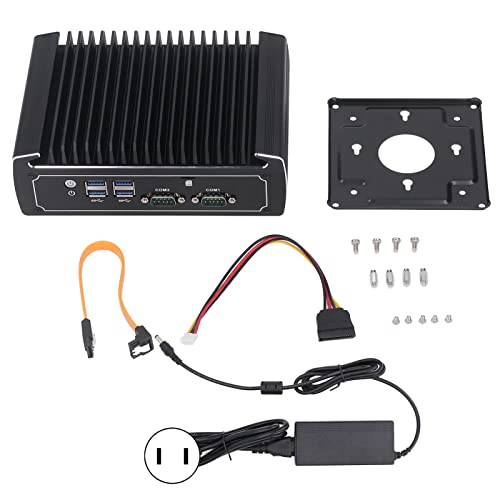 Naroote Mini Computer, Internal Fanless Aluminum Alloy Industrial Computer SSD 128G for Automation (US Plug)