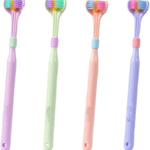 Goniome Three-Sided Soft Hair Tooth Toothbrush,TIK Tok Travel Toothbrush,Deeply and Thoroughly to Clean Teeth and Gums, Suitable for Adults and Children(Random Color Sent) (4PCS)