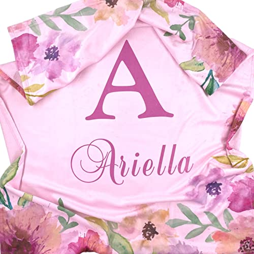 Custom Catch Baby Blanket for Girls - Personalized Gift - Soft Pink Floral Design