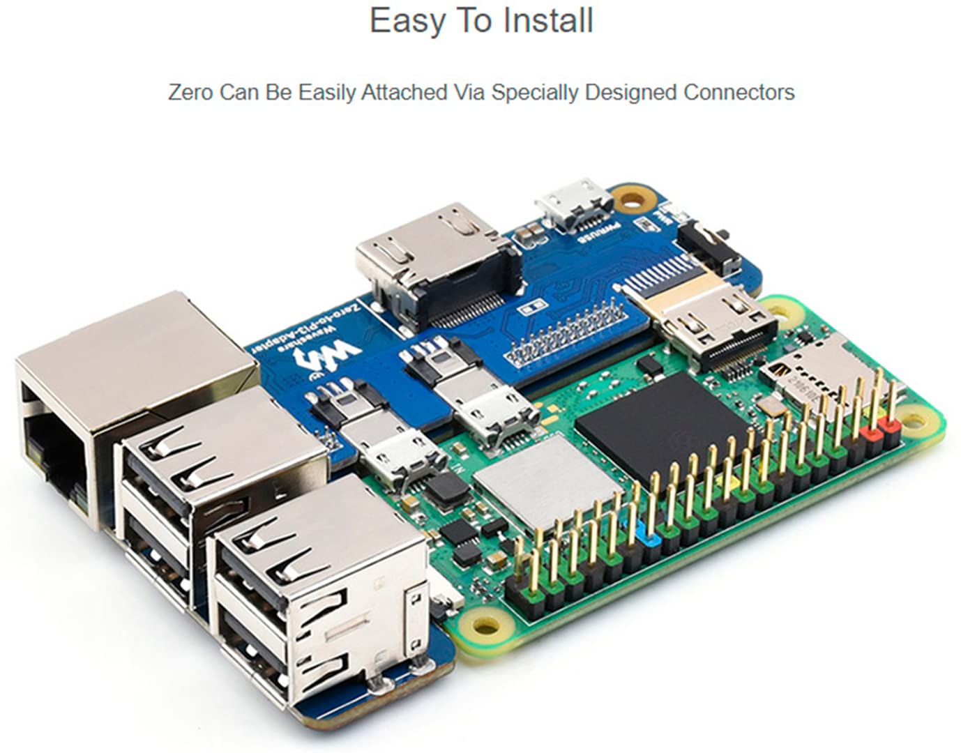 Raspberry Pi Zero to Pi 3B/3B+ Adapter, Based on Raspberry Pi Zero Series to Reproduce Original Appearance of Pi 3B/3B+, Alternative for Raspberry Pi 3 Model B/3B+, Compatible with Pi 3B/ 3B+ HATs