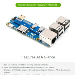 Raspberry Pi Zero to Pi 3B/3B+ Adapter, Based on Raspberry Pi Zero Series to Reproduce Original Appearance of Pi 3B/3B+, Alternative for Raspberry Pi 3 Model B/3B+, Compatible with Pi 3B/ 3B+ HATs