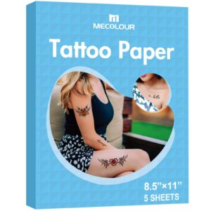 mecolour printable temporary tattoo paper for laser printer,8.5"x11" 5 sheets, diy image transfer decal paper for skin