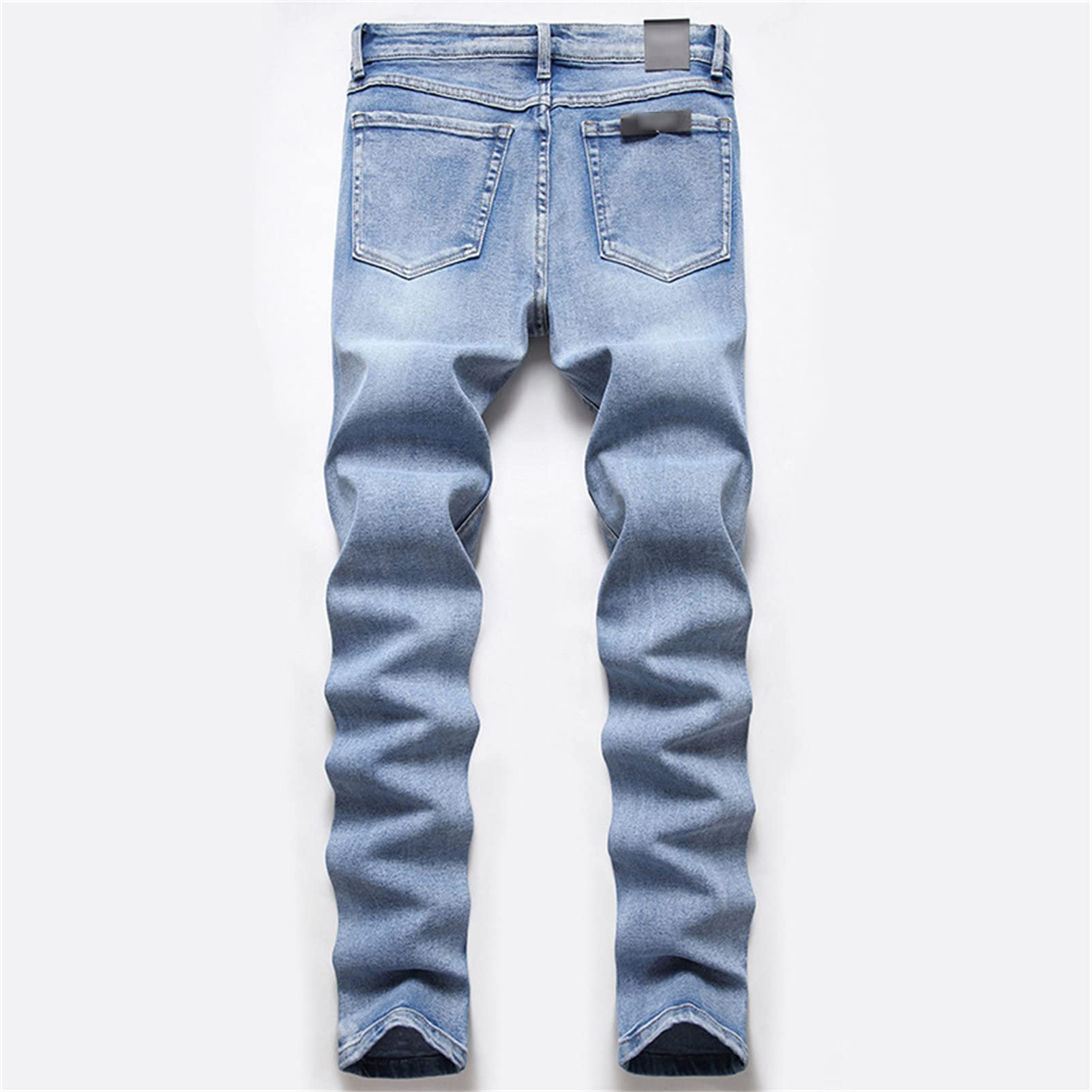 Maiyifu-GJ Ripped Slim Fit Jeans for Men Distressed Destroyed Straight Leg Denim Pants Retro Hip Hop Washed Jean Trousers (Light Blue 1,31)