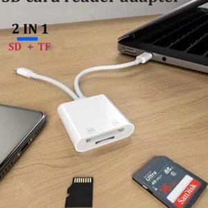 [Apple MFi Certified] iPhone Card Reader, Lightning and USB-C SD/TF Card Camera Adapter Multi-Card Reader with Dual Slot, Plug and Play Compatible with iOS and Android, for iPhone iPad, MacBook, iMac