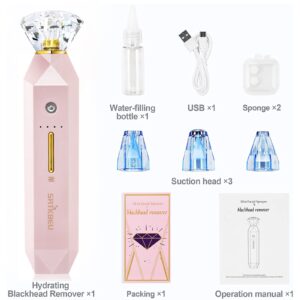 Blackhead Remover Pore Vacuum,Facial Sprayer Oxygen Hydrating,2 in 1 Multifunction Derma Blemish Removal Cleanser, Face Steamer Whitehead Acne Remover, Deeply Spots Cleaner Suction (Pink)