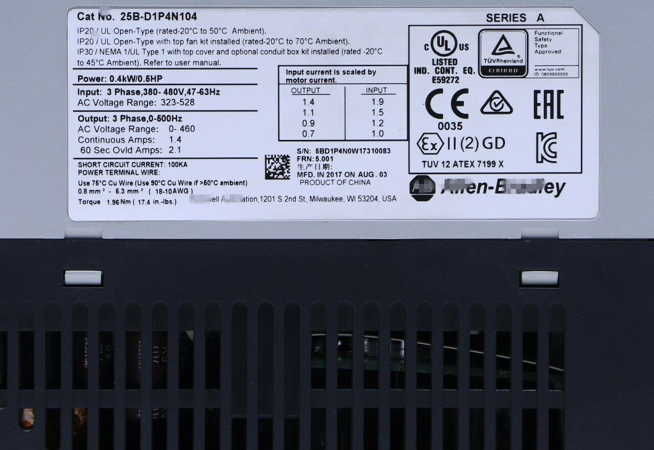 25B-D1P4N104 PowerFlex 525 AC Drive 380-480V 0.4KW VFD Sealed in Box 1 Year Warranty