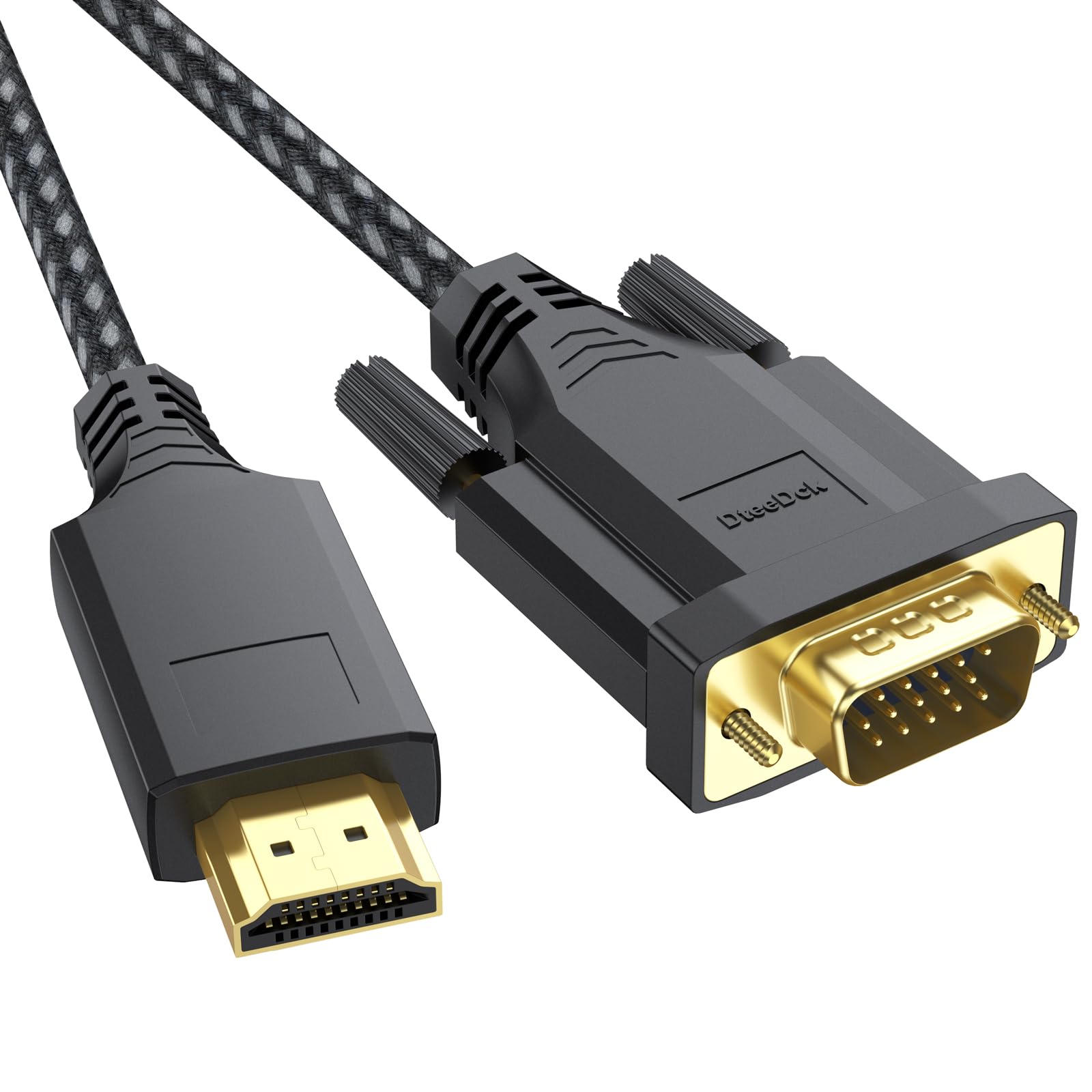 DteeDck HDMI to VGA Cable 3ft, HDMI-to-VGA Male to Male Active Converter Connector Cord for Monitor Projector HDTV Laptop Desktop...