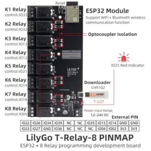 LILYGO TTGO T-Relay 5V 8 Channel Relay Module ESP32 Wireless Module DC Development Board WiFi BLE Remote Switch Control