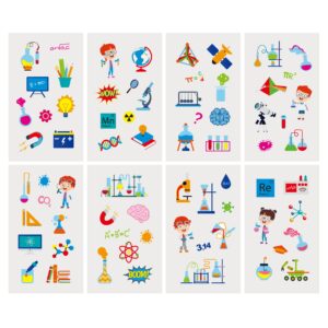 24 Sheets Science Temporary Tattoos, Birthday Decorations Science Party Favors