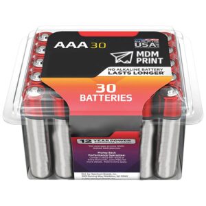 mdmprint fusion aaa alkaline battery, 30 pk, 1.5v dc