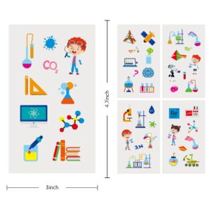 24 Sheets Science Temporary Tattoos, Birthday Decorations Science Party Favors