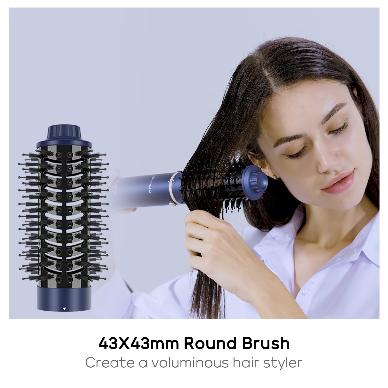 IG INGLAM MegaAIR Styler Air Styling & Drying System, Professional Interchange Hair Dryer Brush 110,000 RPM Brushless BLDC Motor Ionic Hot Air Volumizing and Shape, Prussian Blue