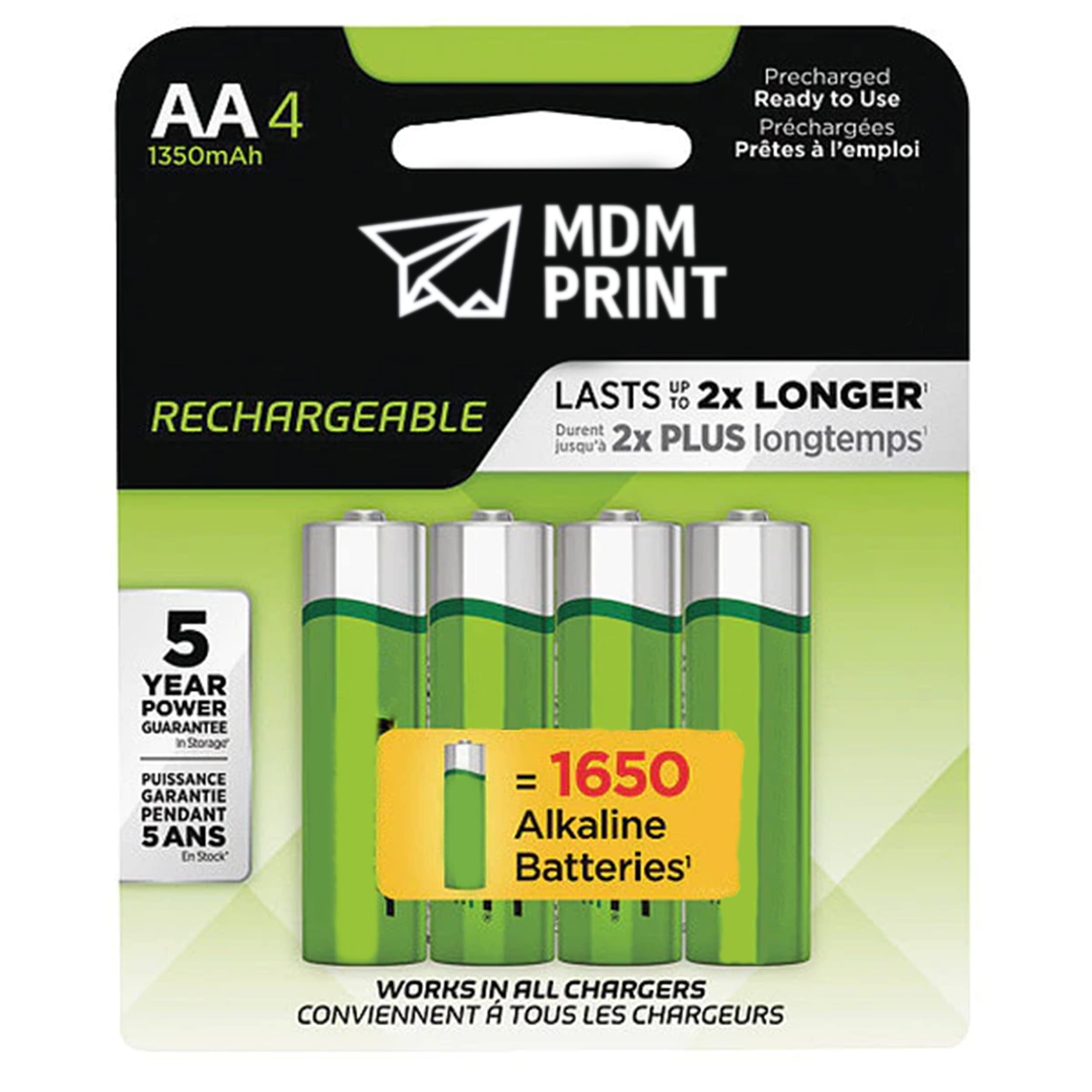 MDMprint Precharged Recharg. Battery, AA, NiMh, PK4