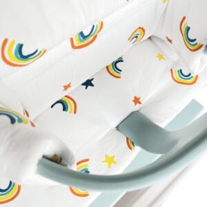 ZARPMA Highchair Cushion Compatible with Stokke Tripp Trapp Chiar High Chair Insert Cotton Fabric Cover Filled with Cotton Padding (White Rainbow)