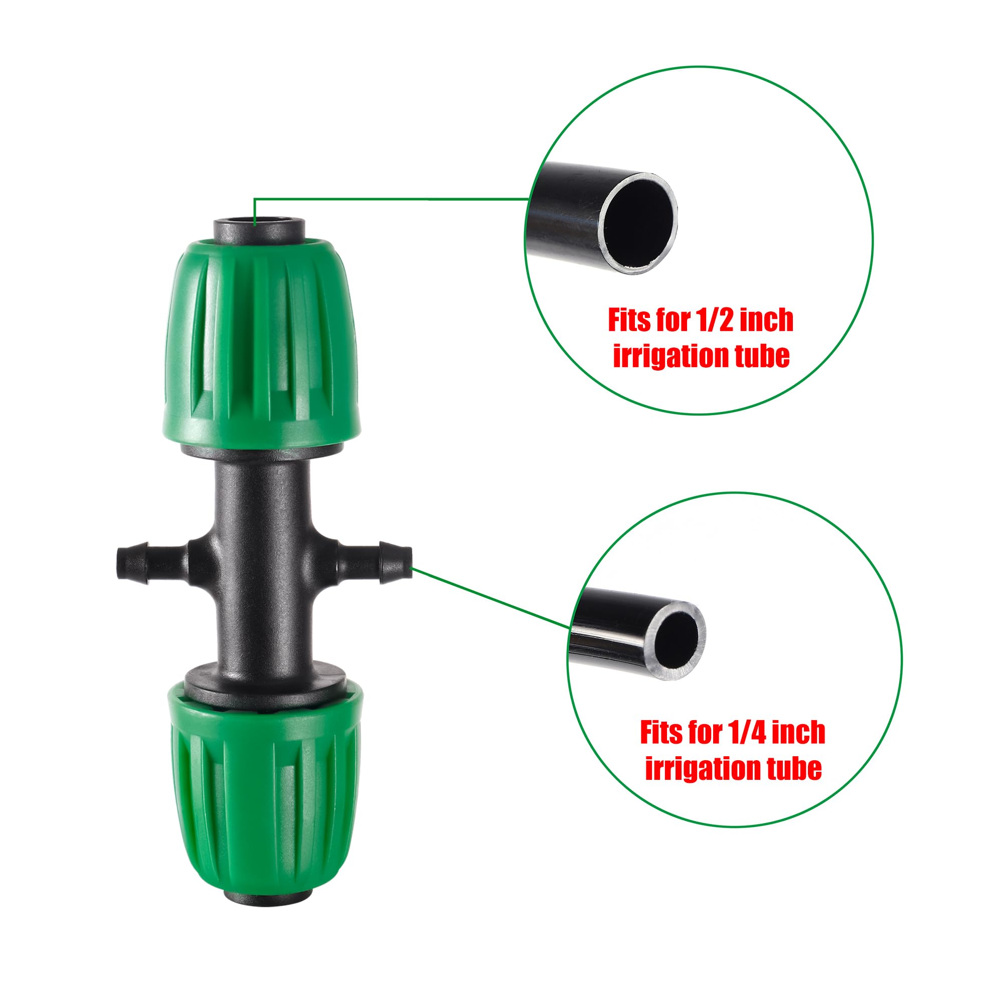 1/2 inch Tubing (1/2" ID x0.6-0.63" OD) 16mm to 1/4 inch Irrigation Tube Anti-Drop Barbed Hose Fittings (Fits 13mm ID / 4mm ID) (1/2 TO 1/4 inch Fittings Kit)