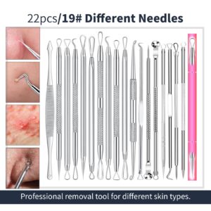 2024 Professional Pimple Popper Tool Kit - 22 PCS Blackhead Remover Tools for Acne and Zit Popping Comedone Extractor with Magnifying Glass and Alcohol Pad