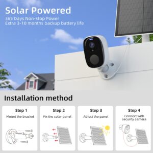 Rraycom Security Cameras Wireless Outdoor with Solar Panel, Battery Powered 2K Color Night Vision Cameras for Home Security, AI Motion Detection, Two-Way Audio, Works w/Alexa