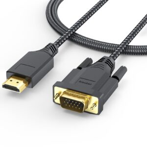 DteeDck HDMI to VGA Cable 3ft, HDMI-to-VGA Male to Male Active Converter Connector Cord for Monitor Projector HDTV Laptop Desktop...