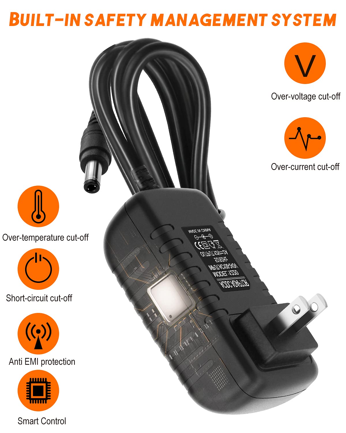 12 Volt 2A Power Adapter Supply12Volt 2000mA Universal AC Adapter AC 100-240V to DC 12V Power Supply Transformer Charger 2.5mm X 5.5mm Wall Plug for DC12V CCTV Camera LED Strip Light