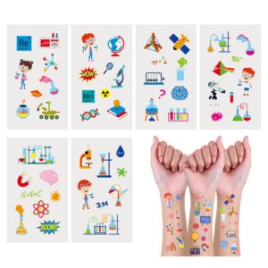 24 Sheets Science Temporary Tattoos, Birthday Decorations Science Party Favors