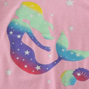 Little Hand Toddler Girls Pajamas Mermaid Princess 4 Pcs Long Sets Cotton Pjs Sleepwear Fall Winter Rainbow Outfits 4T 5T