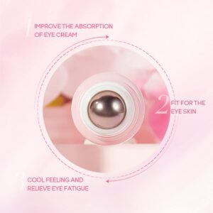 AKARY 2-in-1 Sakura Eye Serum and Eye Roller, Eye Massager Roller Lifting, Eye Cream for Nourishing Relieve Eye Bags, Dark Circles, and Puffiness, Fine Lines, Under Eye Treatment Cream