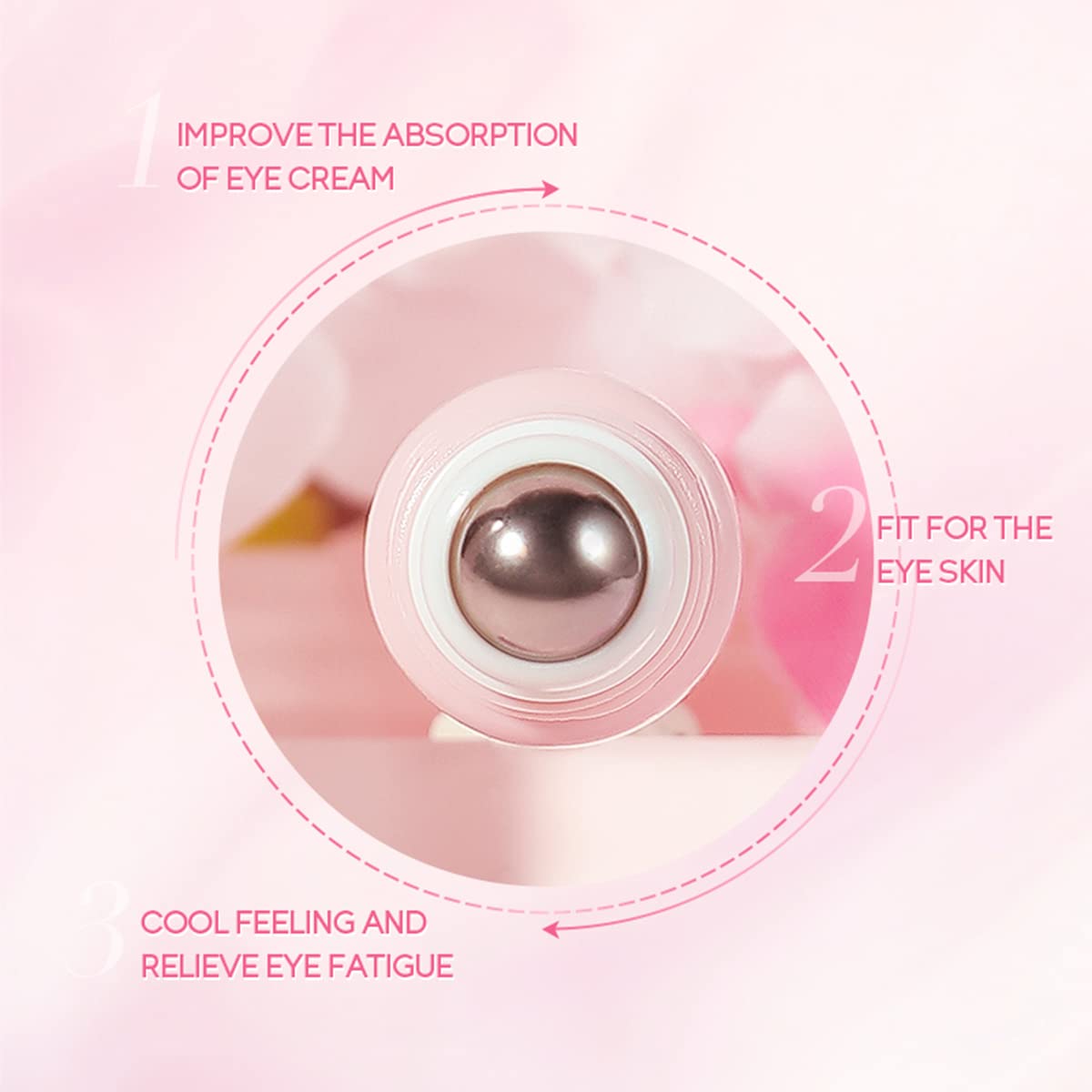 AKARY 2-in-1 Sakura Eye Serum and Eye Roller, Eye Massager Roller Lifting, Eye Cream for Nourishing Relieve Eye Bags, Dark Circles, and Puffiness, Fine Lines, Under Eye Treatment Cream